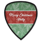 Christmas Holly Iron on Shield Patch A w/ Name or Text