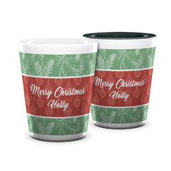 Christmas Holly Ceramic Shot Glass - 1.5 oz (Personalized)