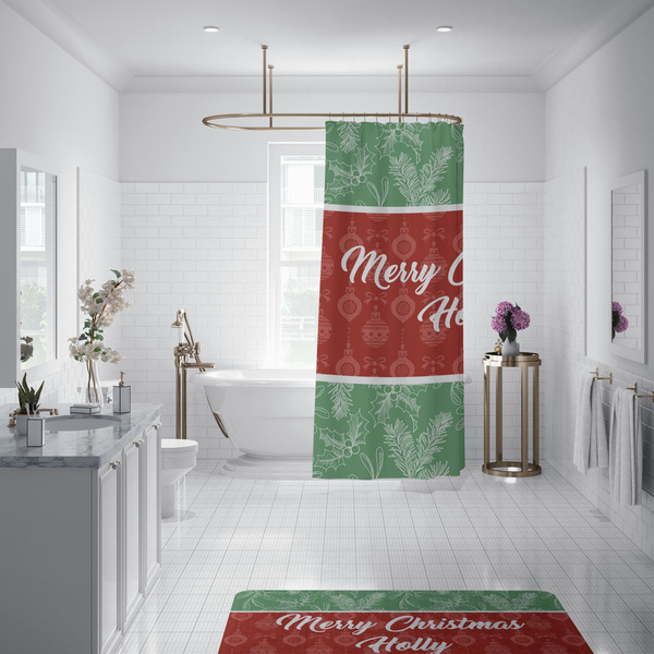 Christmas Holly Shower Curtain - Custom Size