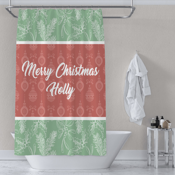 Christmas Holly Shower Curtain Lifestyle