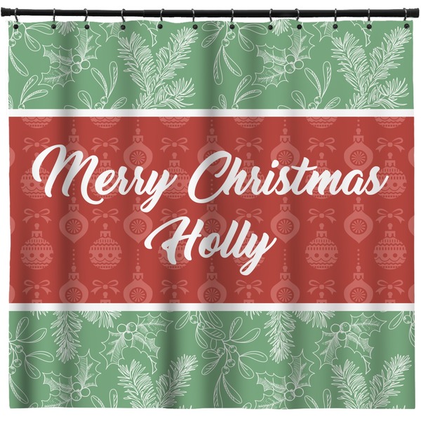 Custom Christmas Holly Shower Curtain - 71" x 74" (Personalized)