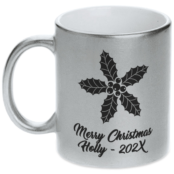 Christmas Holly Silver Mug - Main