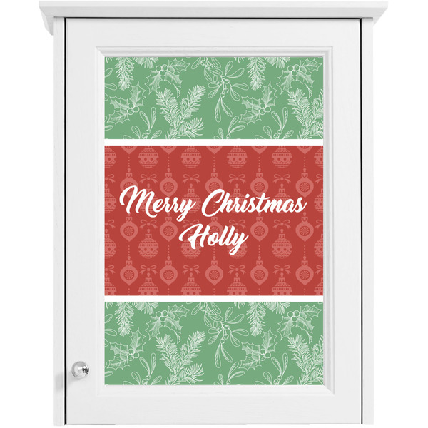 Christmas Holly Single White Cabinet Decal