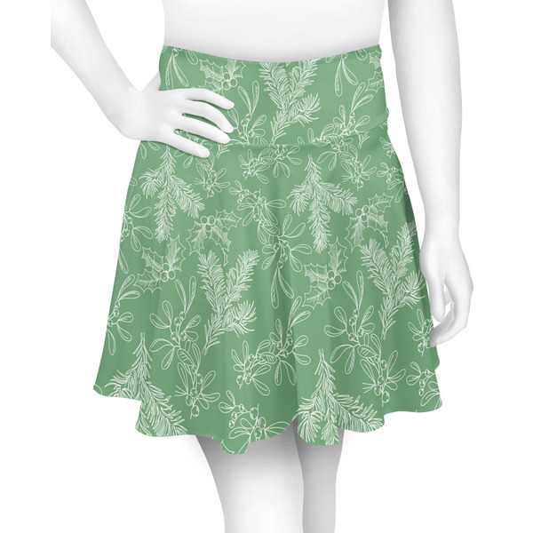 Custom Christmas Holly Skater Skirt - X Small