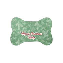 Christmas Holly Bone Shaped Dog Food Mat (Small) (Personalized)