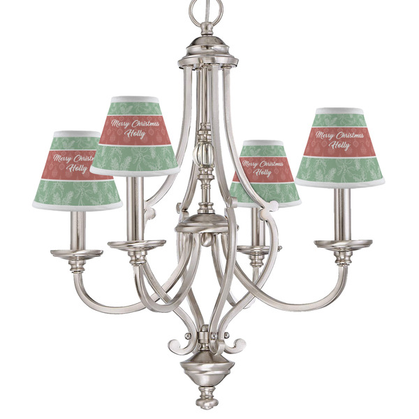 Christmas Holly Small Chandelier Shade - LIFESTYLE (on chandelier)