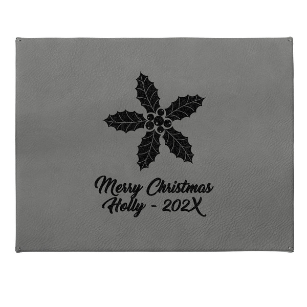 Christmas Holly Small Engraved Gift Box with Leather Lid - Approval