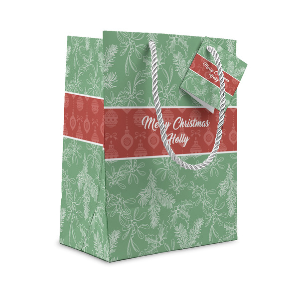Custom Christmas Holly Small Gift Bag (Personalized)