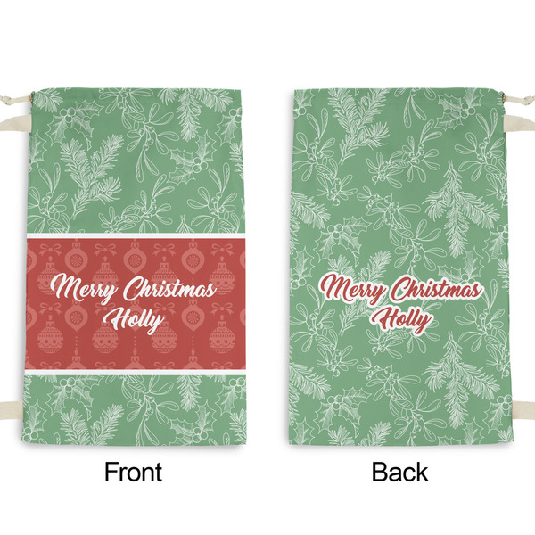 Christmas Holly Small Laundry Bag - Front & Back View
