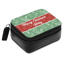 Christmas Holly Small Leatherette Travel Pill Case (Personalized)