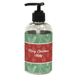 Christmas Holly Plastic Soap / Lotion Dispenser (8 oz - Small - Black) (Personalized)