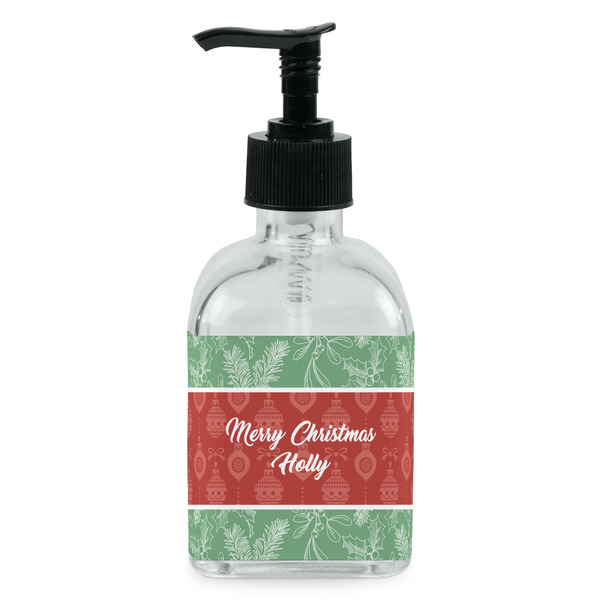 Custom Christmas Holly Glass Soap & Lotion Bottle - Single Bottle (Personalized)