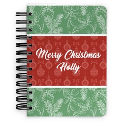 Christmas Holly Spiral Notebook - 5x7 w/ Name or Text