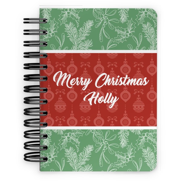 Custom Christmas Holly Spiral Notebook - 5x7 w/ Name or Text