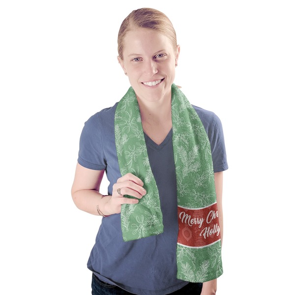 Christmas Holly Sport Towel - Exercise use - Model