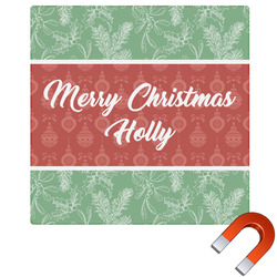 Christmas Holly Square Car Magnet - 6" (Personalized)
