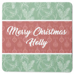 Christmas Holly Square Rubber Backed Coaster (Personalized)