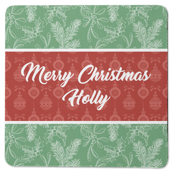 Christmas Holly Square Coaster Rubber Back - Single