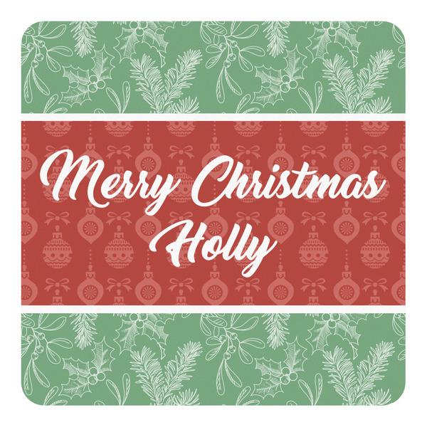 Custom Christmas Holly Square Decal - Large (Personalized)