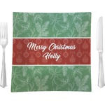 Christmas Holly Glass Square Lunch / Dinner Plate 9.5" (Personalized)