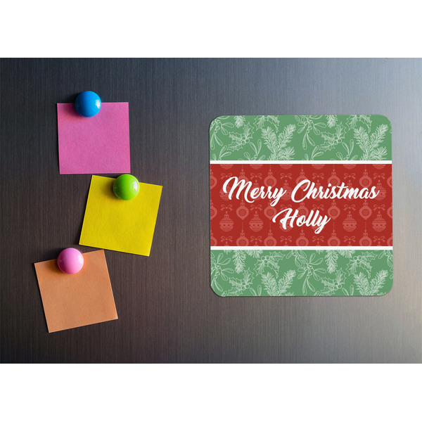 Christmas Holly Square Fridge Magnet - LIFESTYLE