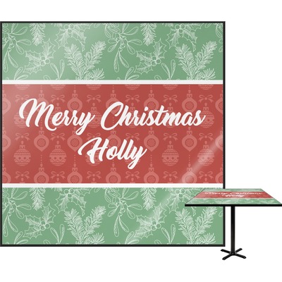 Christmas Holly Square Table Top - 24" (Personalized)