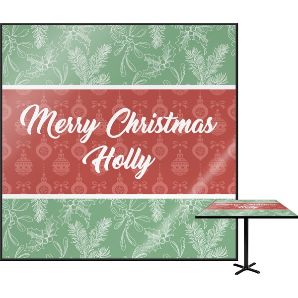 Custom Christmas Holly Square Table Top (Personalized)