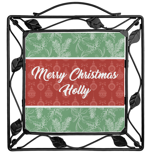 Custom Christmas Holly Square Trivet (Personalized)