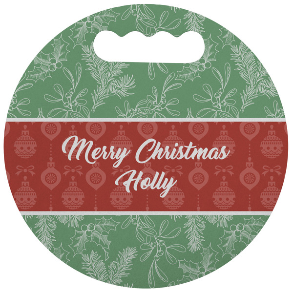Custom Christmas Holly Stadium Cushion (Round) (Personalized)