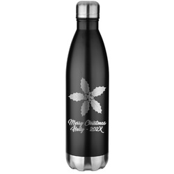Christmas Holly Water Bottle - 26 oz. Stainless Steel (Personalized)