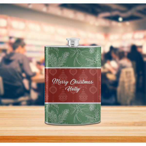 Christmas Holly Stainless Steel Flask - LIFESTYLE 2