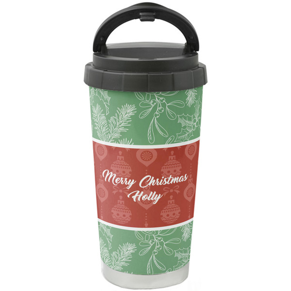 Custom Christmas Holly Stainless Steel Coffee Tumbler (Personalized)