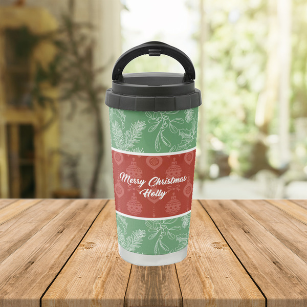 Christmas Holly Stainless Steel Travel Cup Lifestyle