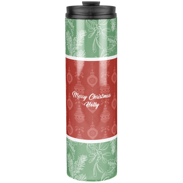 Custom Christmas Holly Stainless Steel Skinny Tumbler - 20 oz (Personalized)