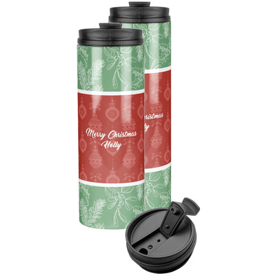 Christmas Holly Stainless Steel Skinny Tumbler (Personalized)