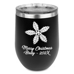 Christmas Holly Stemless Stainless Steel Wine Tumbler (Personalized)