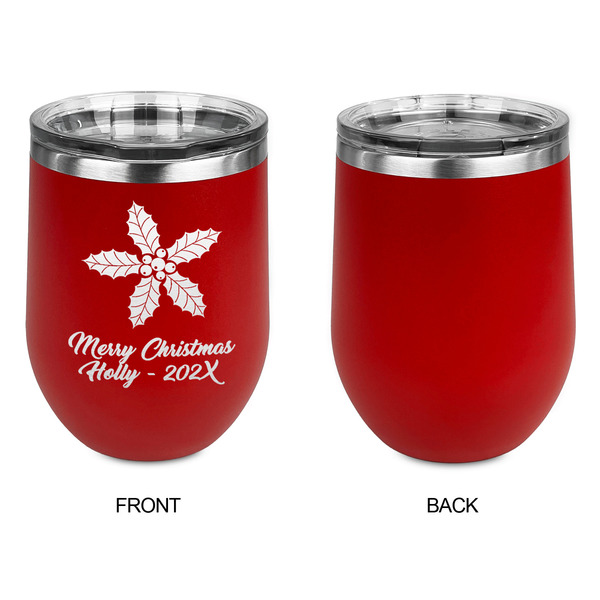 Christmas Holly Stainless Wine Tumblers - Red - Single Sided - Approval