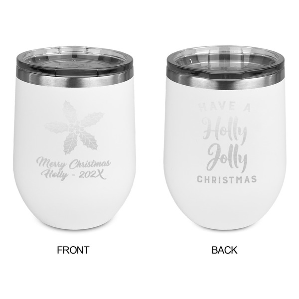 Christmas Holly Stainless Wine Tumblers - White - Double Sided - Approval