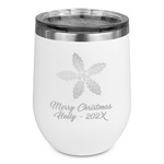 Christmas Holly Stemless Stainless Steel Wine Tumbler - White - Double Sided (Personalized)