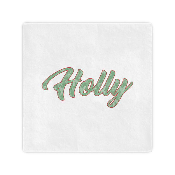 Custom Christmas Holly Cocktail Napkins (Personalized)