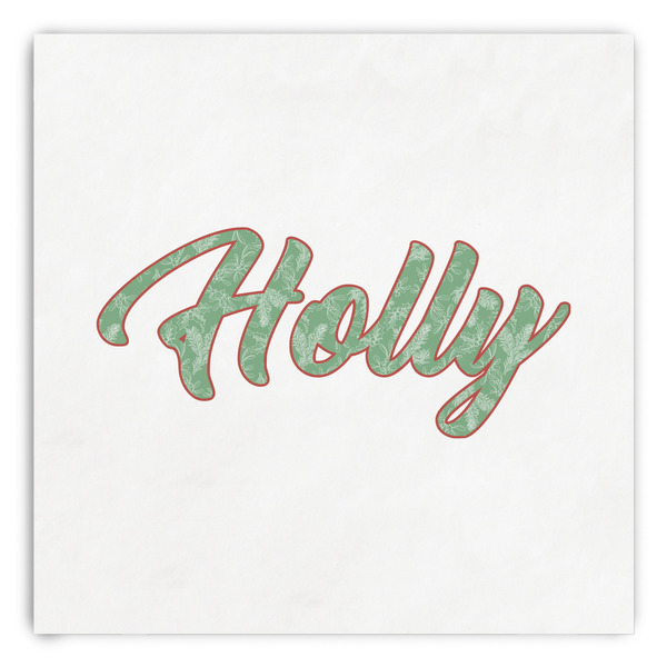 Custom Christmas Holly Paper Dinner Napkins (Personalized)