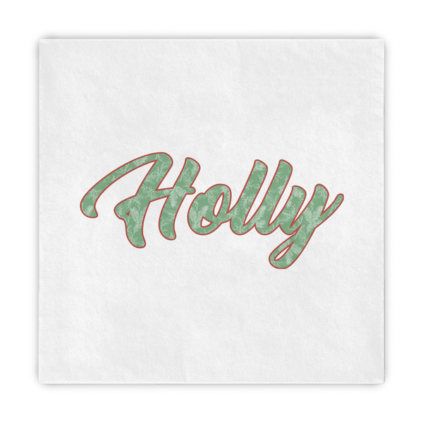 Custom Christmas Holly Standard Decorative Napkins (Personalized)