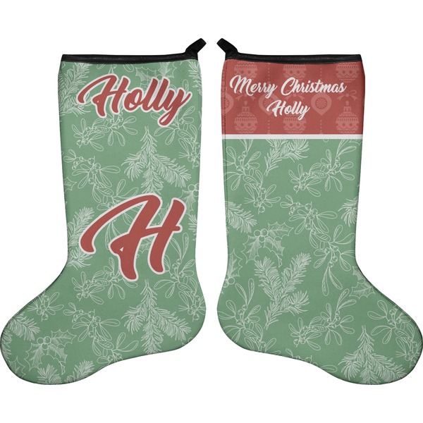 Custom Christmas Holly Holiday Stocking - Double-Sided - Neoprene (Personalized)
