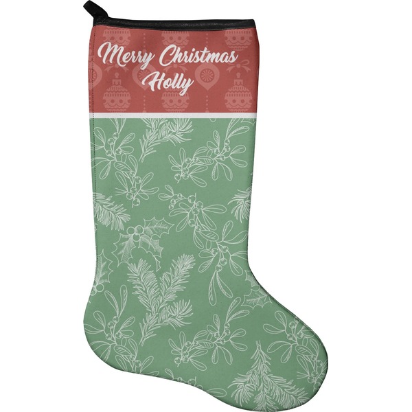 Custom Christmas Holly Holiday Stocking - Single-Sided - Neoprene (Personalized)