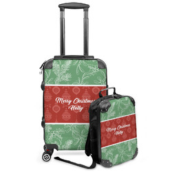 Christmas Holly Kids 2-Piece Luggage Set - Suitcase & Backpack (Personalized)