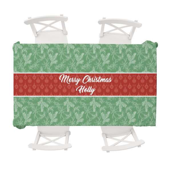 Custom Christmas Holly Tablecloth - 58"x102" (Personalized)