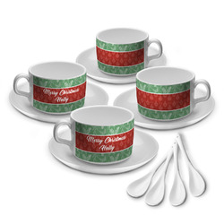 Christmas Holly Tea Cup - Set of 4 (Personalized)