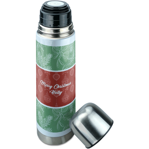 Christmas Holly Thermos - Lid Off