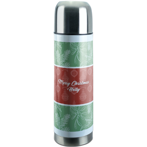 Custom Christmas Holly Stainless Steel Thermos (Personalized)
