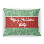 Christmas Holly Rectangular Throw Pillow Case - 12"x18" (Personalized)